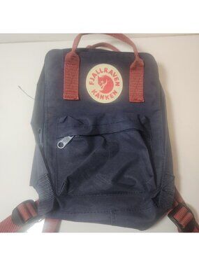 Fjallraven Kanken Mini Backpack Navy Blue Ox Red Straps Small Daypack Bag